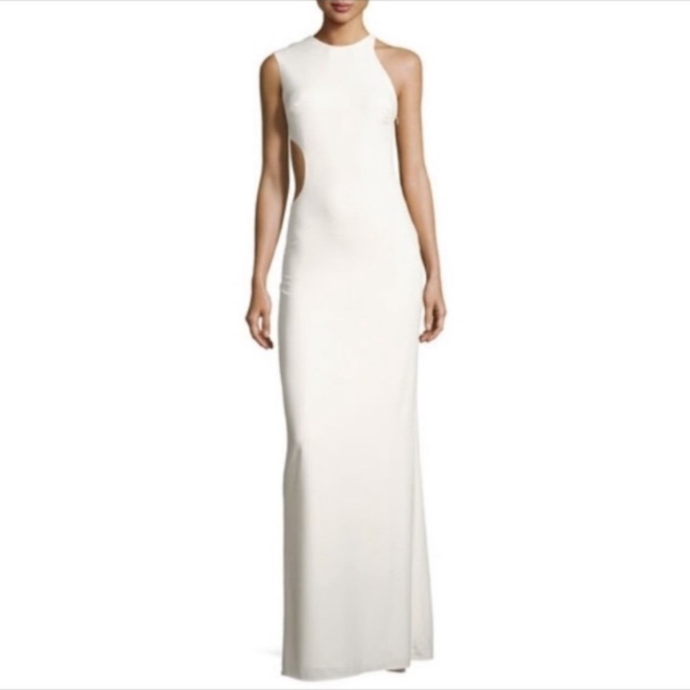 Halston Heritage Crepe Chalk Cut Out Dress